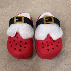 CROCS Kids Red Slippers with Black Strap
